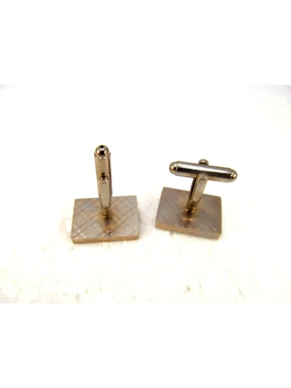 Men's Rectangle Acrylic Faux Turquoise Cufflinks Silver Tone Metal & Bullet Back